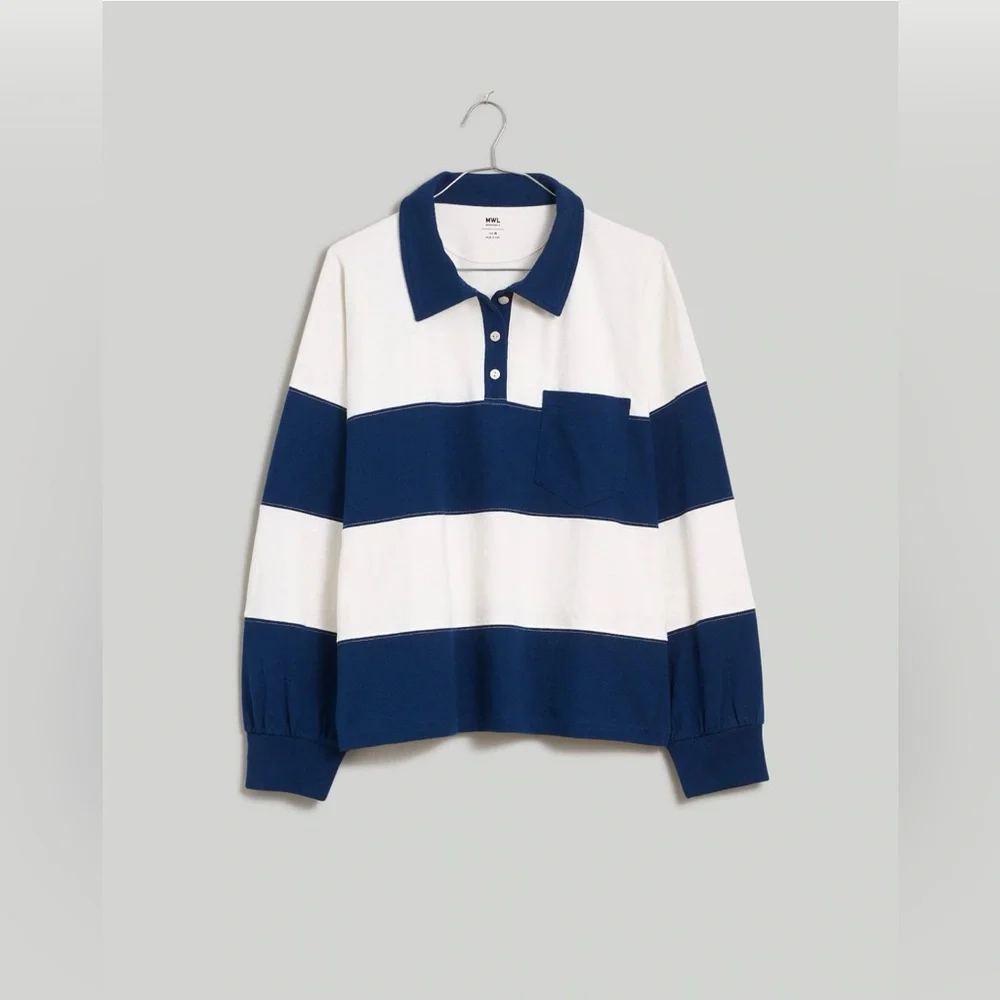 Madewell Striped Rugby Polo Shirt - Picture 3 of 6